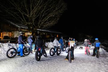 VTT électrique sur neige - Sortie nocturne avec restaurant