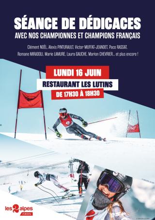 Séance de dédicaces de nos champions et championnes du ski français