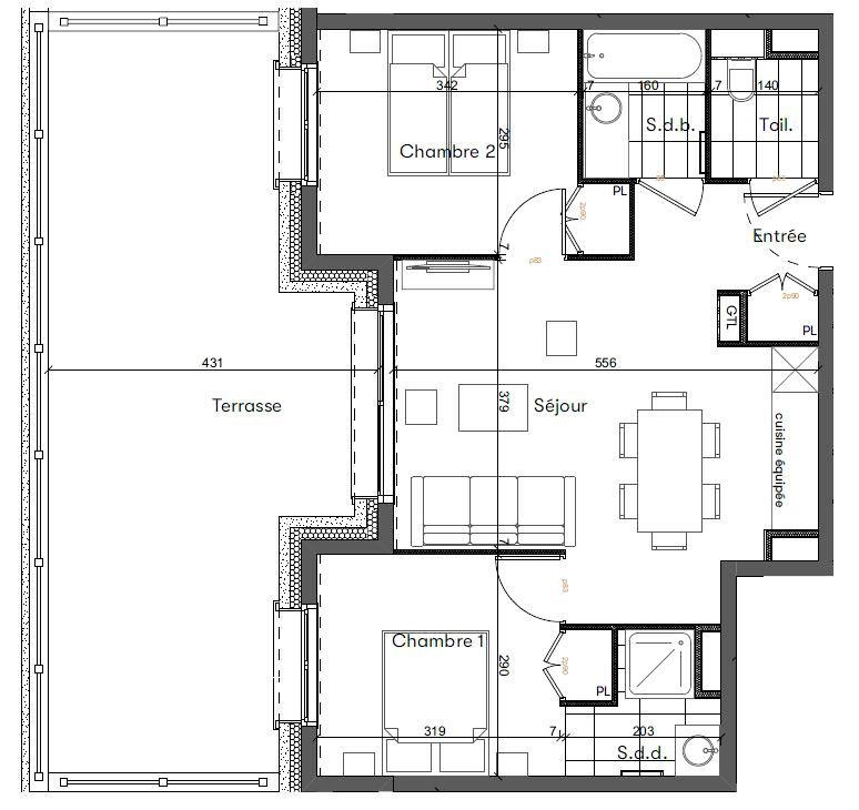 Wakacje w górach Apartament 3 pokojowy 6 osób (AKAA02) - AKASHA A - Les Saisies - Plan