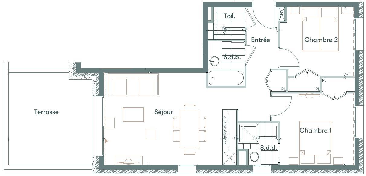 Каникулы в горах Апартаменты 3 комнат 4 чел. (C01) - AKASHA C - Les Saisies