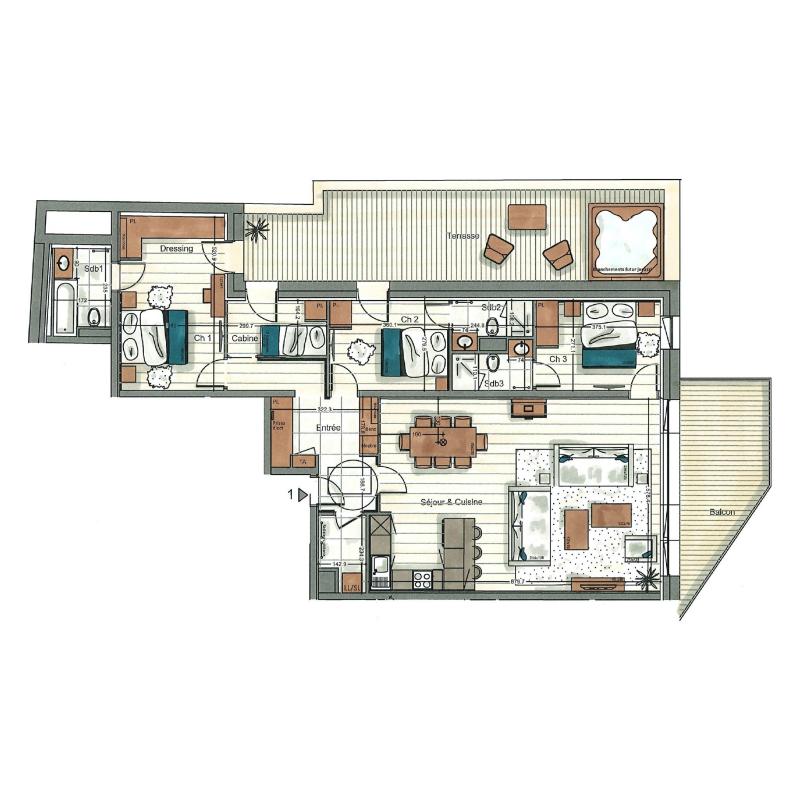 Urlaub in den Bergen Wohnung 4 Zimmer Kabine 6-8 Personen (01) - Alaska Lodge - Val d'Isère - Plan