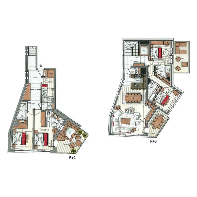 Wakacje w górach Apartament 5 pokojowy kabina 8-10 osób (06) - Alaska Lodge - Val d'Isère - Plan