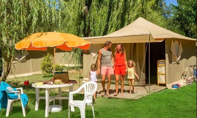 Urlaub in den Bergen 3-Zimmer-Mobilheim für 4 Personen (16m²) - Alpha Camping Holding - Camping les Prés du Verdon  - Quinson - Draußen im Sommer