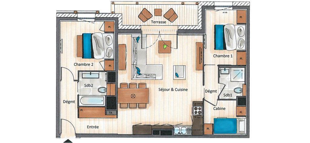 Vakantie in de bergen Appartement 3 kabine kamers 4-6 personen (A104) - Annapurna - Les Gets - Kaart