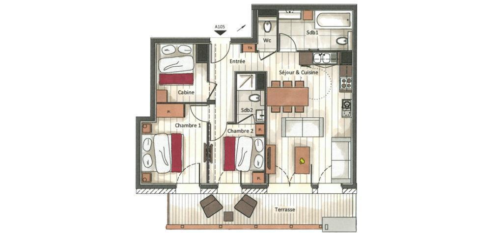 Vacances en montagne Appartement 4 pièces 6 personnes (A105) - Annapurna - Les Gets - Plan