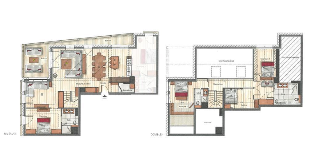 Urlaub in den Bergen 4-Zimmer-Maisonette-Wohnung für 8-10 Personen (A303) - Annapurna - Les Gets - Plan