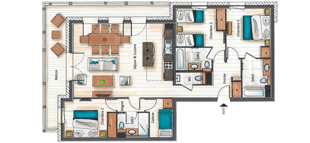 Vacanze in montagna Appartamento 4 stanze con cabina per 6-8 persone (B203) - Annapurna - Les Gets - Mappa