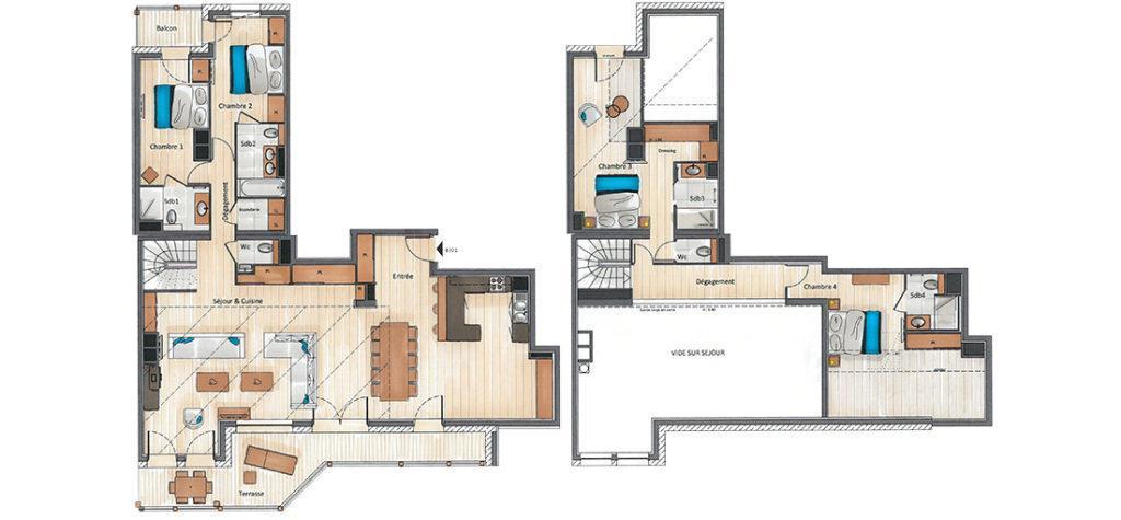 Urlaub in den Bergen 5 Zimmer Maisonettewohnung für 7-9 Personen (B301) - Annapurna - Les Gets - Plan