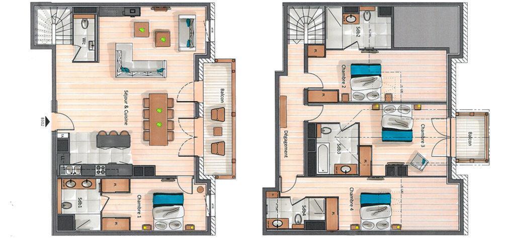 Vacanze in montagna Appartamento su due piani 5 stanze per 8 persone (B302) - Annapurna - Les Gets - Mappa