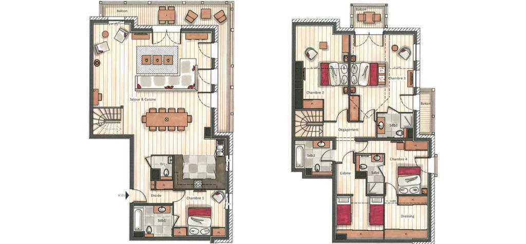 Vacances en montagne Appartement 6 pièces duplex 10 personnes (B303) - Annapurna - Les Gets - Plan