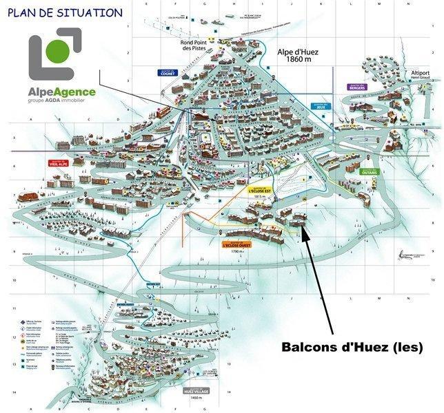 Каникулы в горах Квартира студия со спальней для 4 чел. (015-004) - Balcons d'Huez - Alpe d'Huez - план