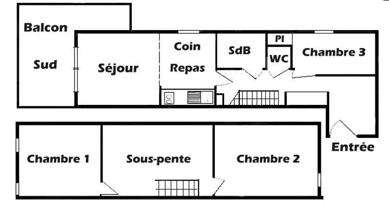 Каникулы в горах Апартаменты 4 комнат 9 чел. (111) - Chalet Cristal 1 - Les Saisies - план