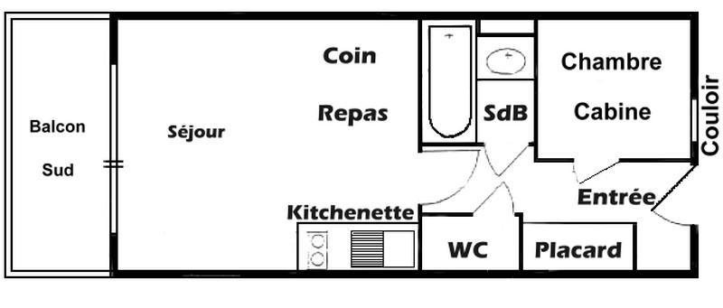 Каникулы в горах Квартира студия кабина для 4 чел. (108) - Chalet Cristal 1 - Les Saisies - план