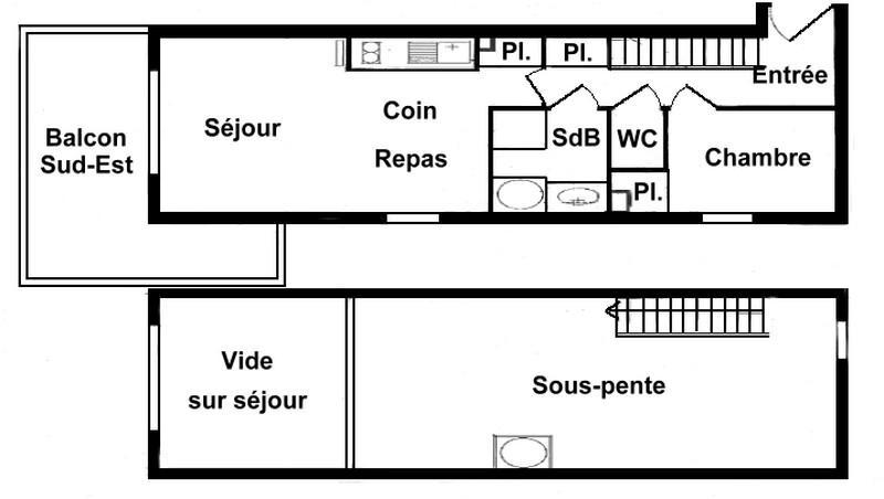 Holiday in mountain resort 2 room mezzanine apartment 6 people (215) - Chalet Cristal 2 - Les Saisies - Accommodation