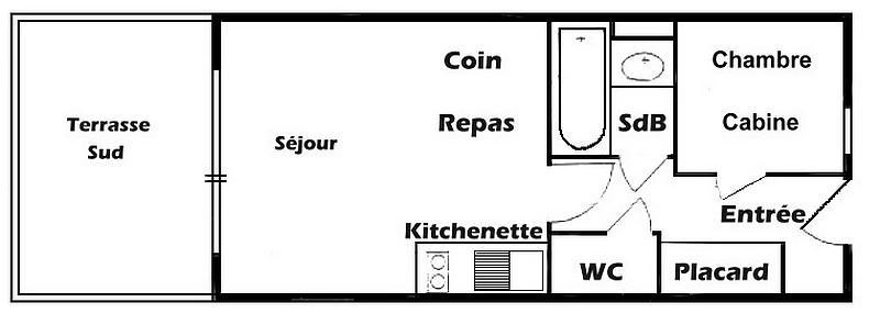 Wakacje w górach Studio kabina 4 osoby (303) - Chalet Cristal 3 - Les Saisies - Plan