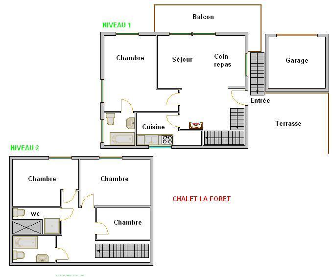 Holiday in mountain resort 5 room duplex chalet 8 people - Chalet Forêt - La Clusaz - Plan