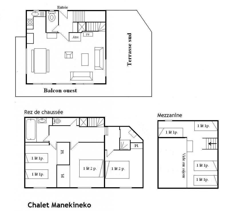 Vacances en montagne Chalet 5 pièces mezzanine 10 personnes - Chalet Manekineko - Méribel - Plan