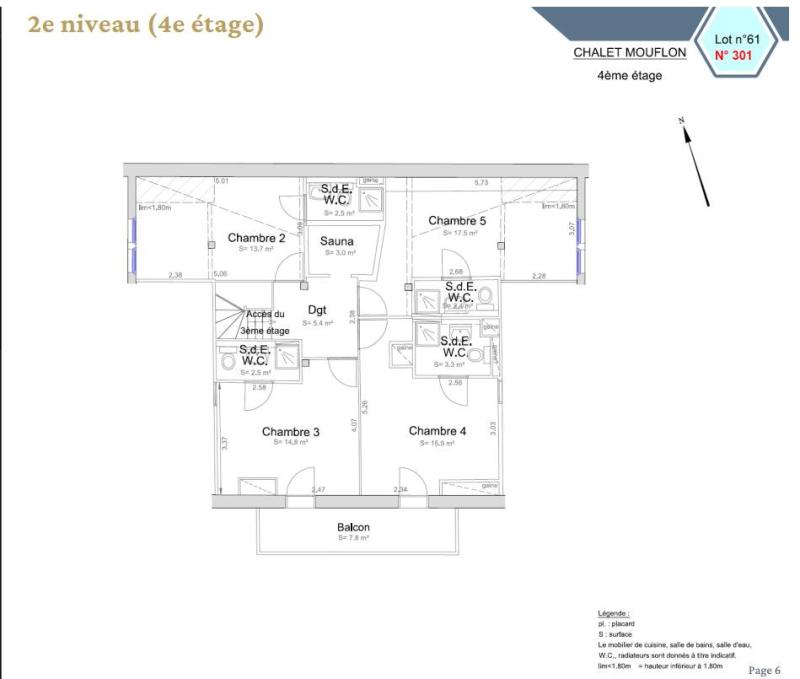 Holiday in mountain resort 6 room duplex apartment 12 people (301) - Chalet Mouflon - Val Thorens - Plan