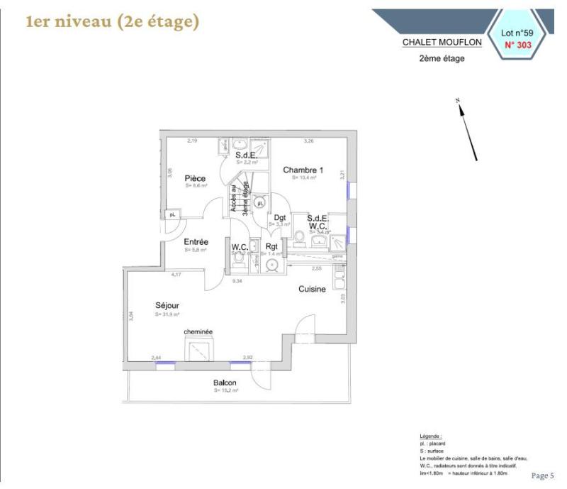 Holiday in mountain resort 4 room duplex apartment 8 people (303) - Chalet Mouflon - Val Thorens - Plan