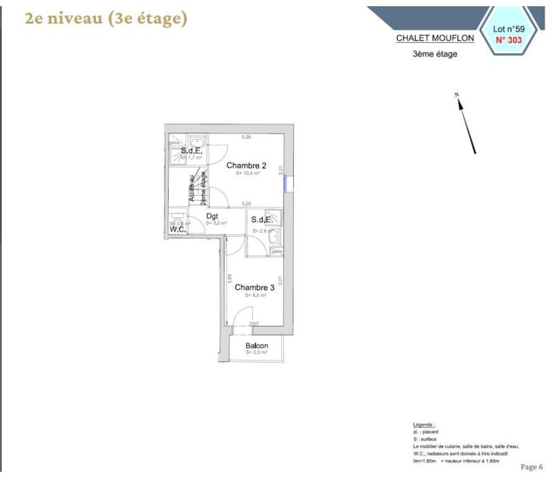 Holiday in mountain resort 4 room duplex apartment 8 people (303) - Chalet Mouflon - Val Thorens - Plan