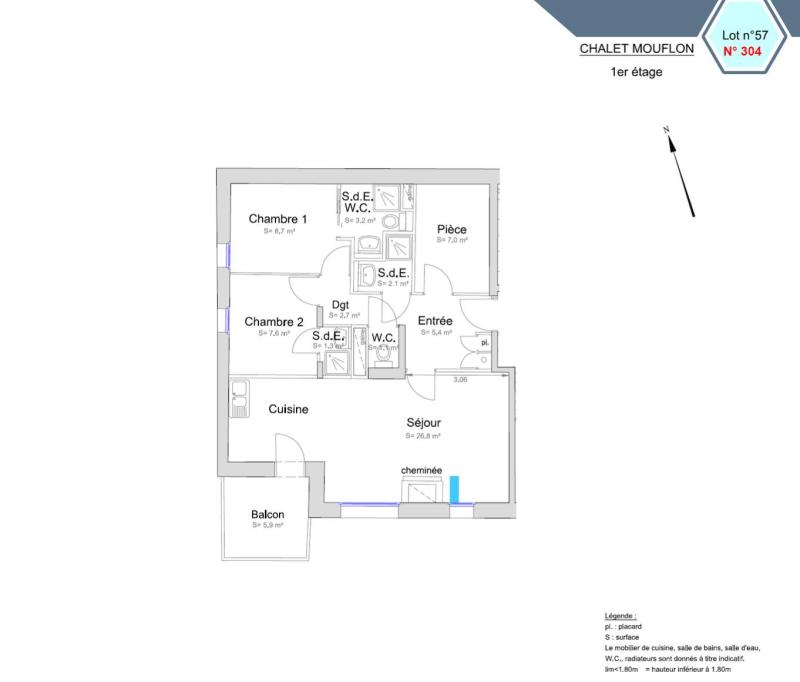 Wakacje w górach Apartament 4 pokojowy kabina 6 osób (304) - Chalet Mouflon - Val Thorens - Plan