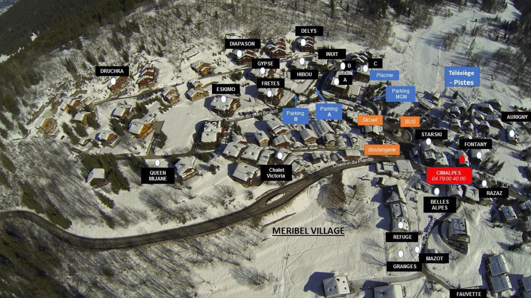 Urlaub in den Bergen Doppelchalethälfte 3 Zimmer für 6 Personen - Chalet Razaz - Méribel - Plan