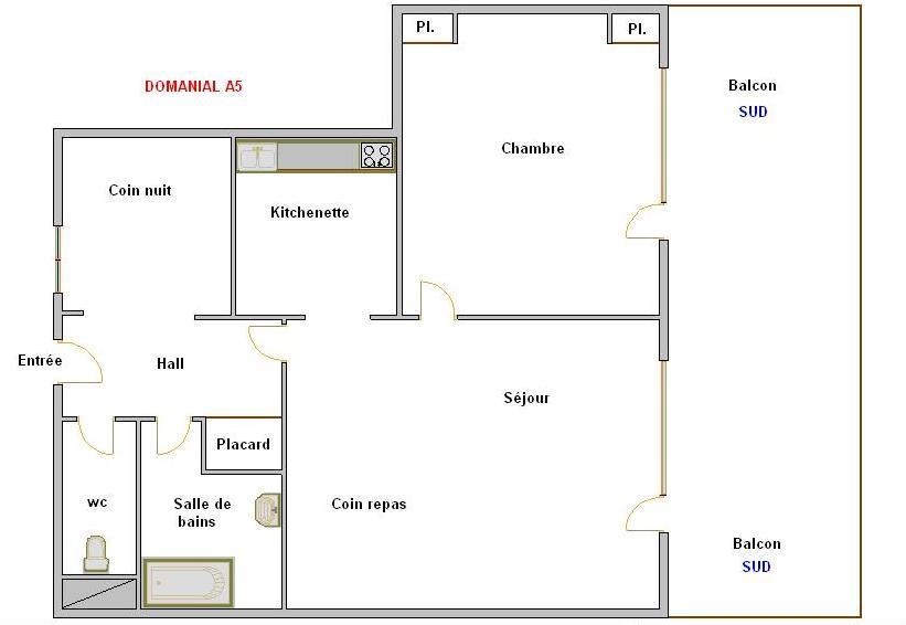 Каникулы в горах Апартаменты 2 комнат 5 чел. (05) - Domanial A - La Clusaz - план