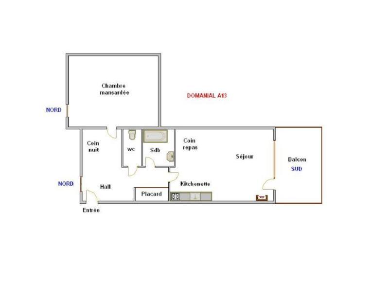 Wakacje w górach Apartament 2 pokojowy z alkową 4 osoby (13) - Domanial A - La Clusaz - Plan