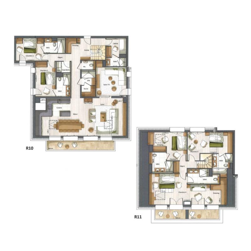 Urlaub in den Bergen 6-Zimmer-Maisonette-Wohnung für 10-12 Personen (G22) - Falcon - Méribel - Plan