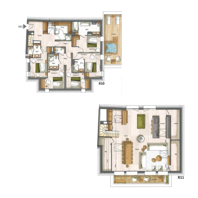 Vacanze in montagna Appartamento su due piani 6 stanze per 11-13 persone (H21 - H22) - Falcon - Méribel - Mappa