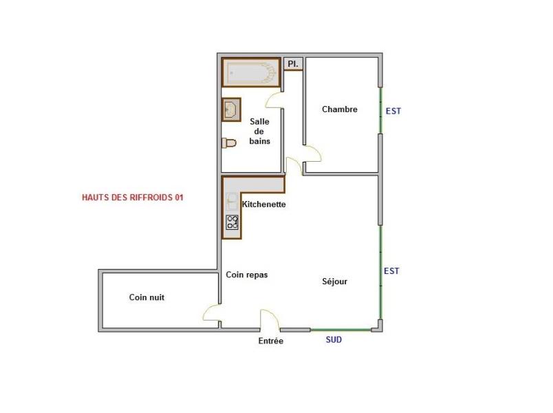 Wakacje w górach Apartament 2 pokojowy z alkową 4 osoby (01) - HAUTS DES RIFFROIDS A - La Clusaz - Plan