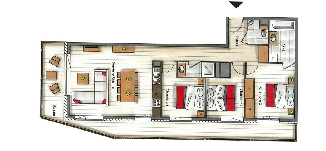 Vacanze in montagna Appartamento 4 stanze per 6 persone (14) - K2 - Les Gets - Mappa