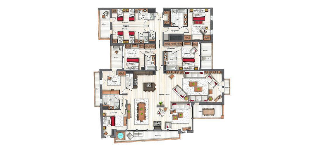 Urlaub in den Bergen 7-Zimmer-Appartment für 12 Personen (C09) - Keystone Lodge - Courchevel - Plan