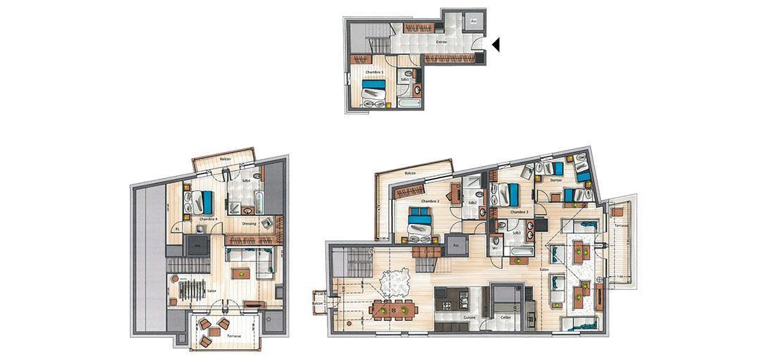 Vacaciones en montaña Apartamento 6 piezas para 11 personas (C19) - Keystone Lodge - Courchevel - Plano