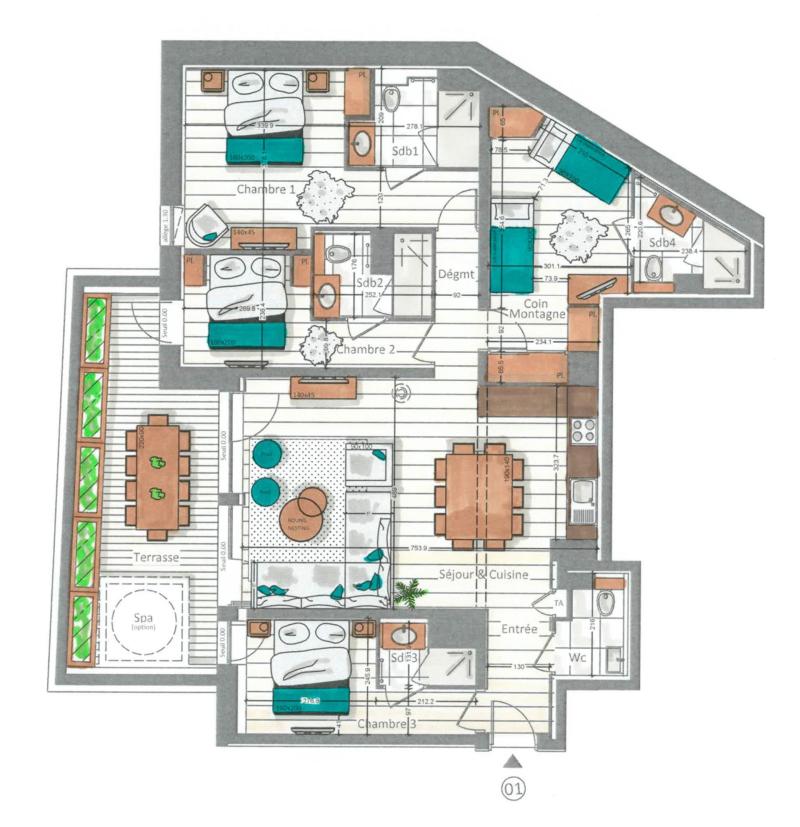 Holiday in mountain resort 4 room apartment cabin 7-9 people (1) - Kinabalu - Les Gets - Plan