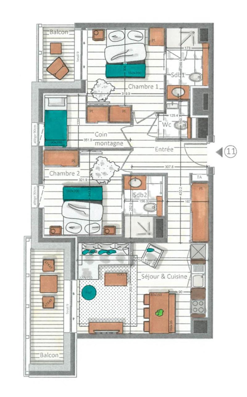 Holiday in mountain resort 3 room apartment cabin 4-6 people (11) - Kinabalu - Les Gets - Plan