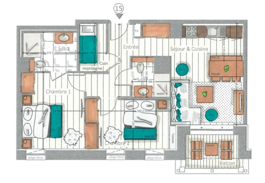 Urlaub in den Bergen Wohnung 3 Zimmer Kabine 4-6 Personen (15) - Kinabalu - Les Gets - Plan