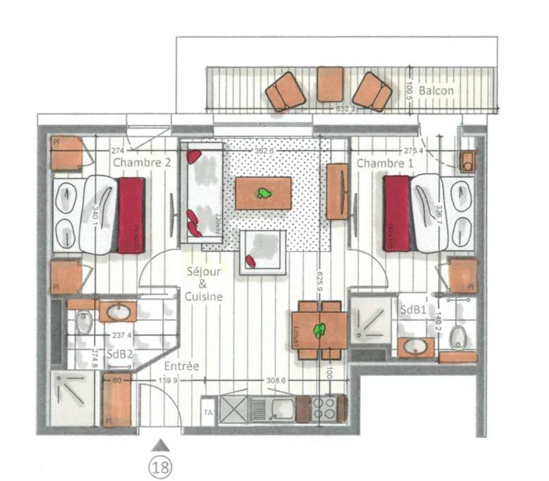 Vacaciones en montaña Apartamento 3 piezas para 4 personas (18) - Kinabalu - Les Gets - Plano