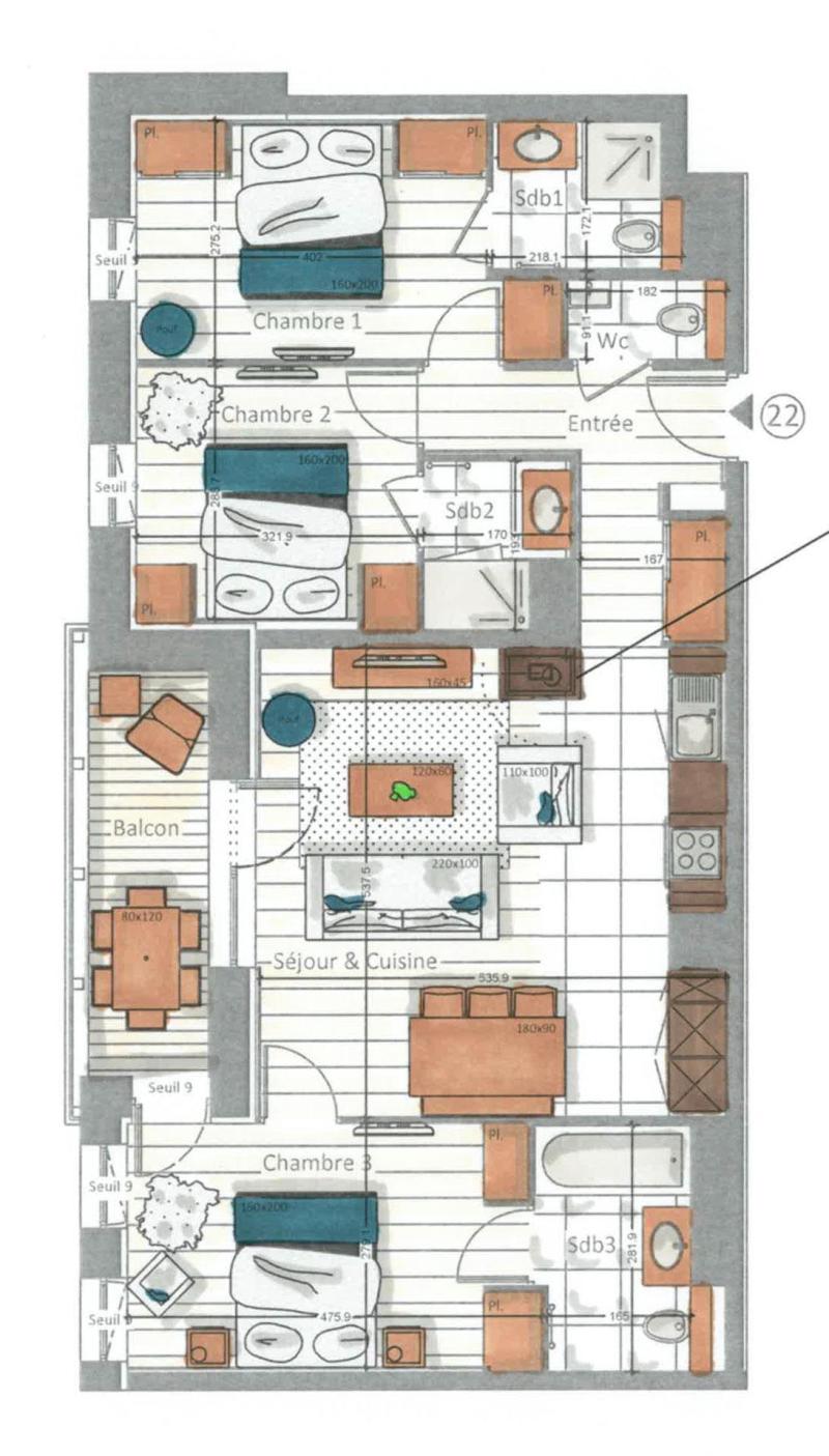 Vacaciones en montaña Apartamento 4 piezas para 6 personas (22) - Kinabalu - Les Gets - Plano