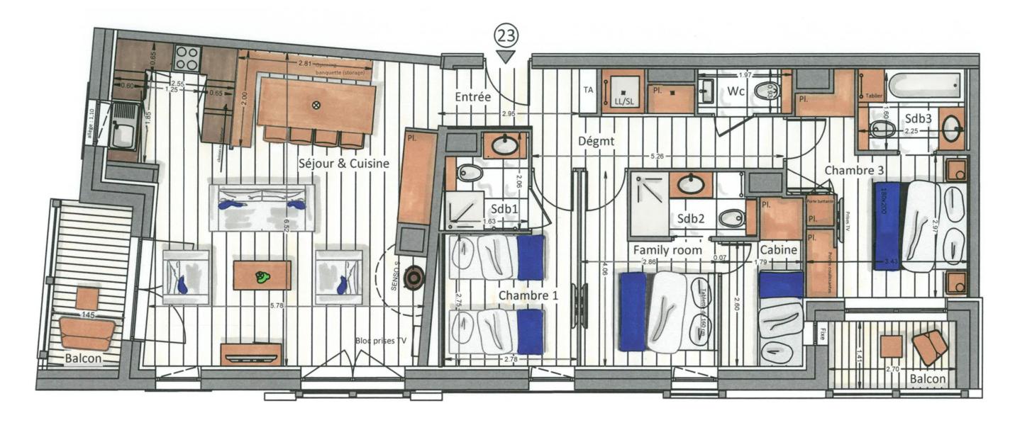 Vacaciones en montaña Apartamento 4 piezas cabina para 6-8 personas (23) - Kinabalu - Les Gets - Plano