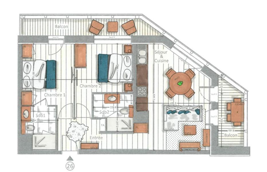 Vacances en montagne Appartement 3 pièces 4 personnes (26) - Kinabalu - Les Gets - Plan