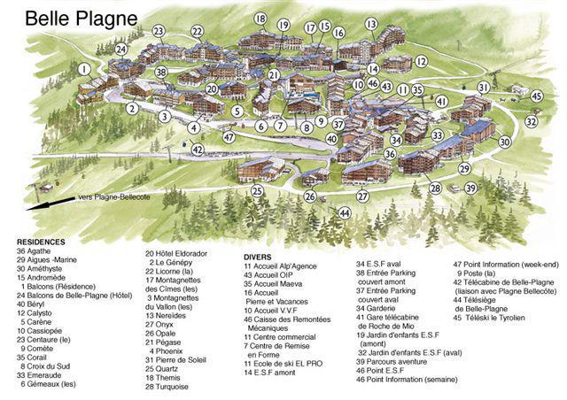 Vacances en montagne La Résidence Andromède - La Plagne - Plan
