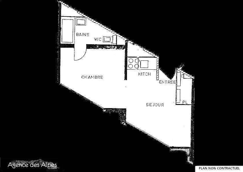 Vacances en montagne Appartement 2 pièces 4 personnes (1320) - La Résidence Caron - Les Menuires - Plan