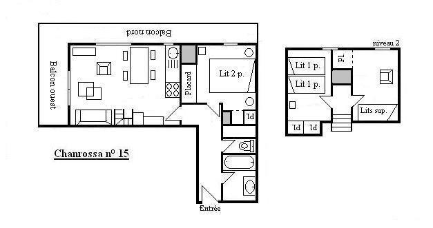 Vacances en montagne Appartement duplex 4 pièces 6 personnes (15) - La Résidence Chanrossa - Méribel - Plan