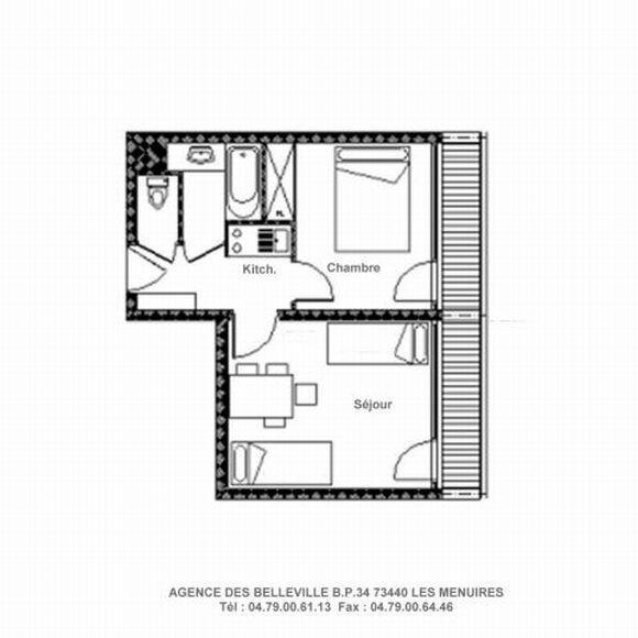 Каникулы в горах Апартаменты 2 комнат 4 чел. (228) - La Résidence la Chavière - Les Menuires - план