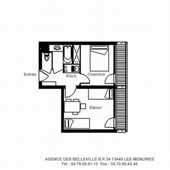 Каникулы в горах Апартаменты 2 комнат 4 чел. (728) - La Résidence la Chavière - Les Menuires - план