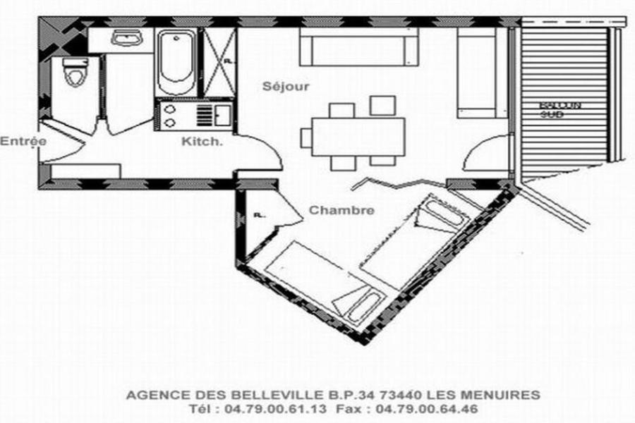 Holiday in mountain resort Studio sleeping corner 5 people (814) - La Résidence la Chavière - Les Menuires - Plan
