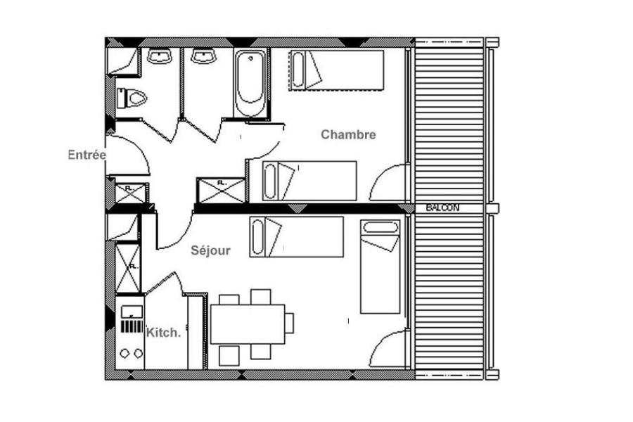 Каникулы в горах Апартаменты 2 комнат 5 чел. (523) - La Résidence la Chavière - Les Menuires - план