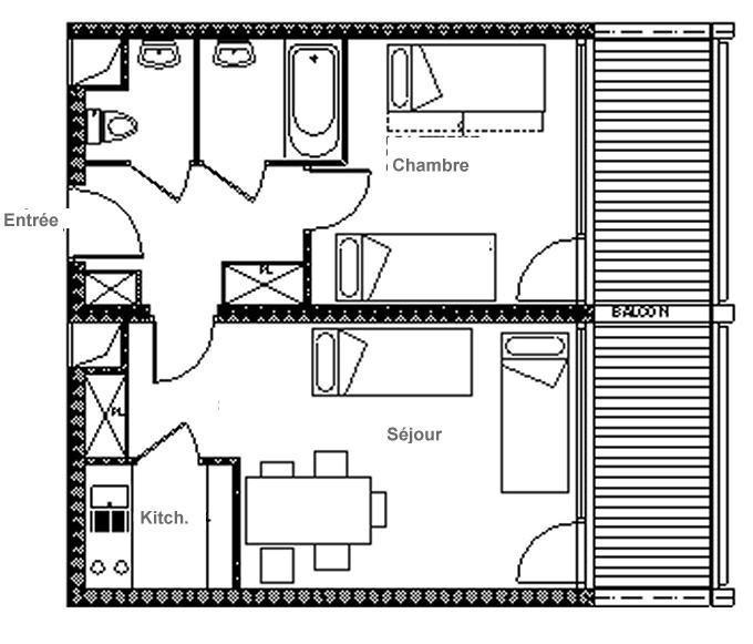 Каникулы в горах Апартаменты 2 комнат 5 чел. (621) - La Résidence la Chavière - Les Menuires - план