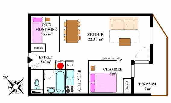 Wakacje w górach Studio kabina 4 osoby (317) - La Résidence la Combe II - Aussois - Plan